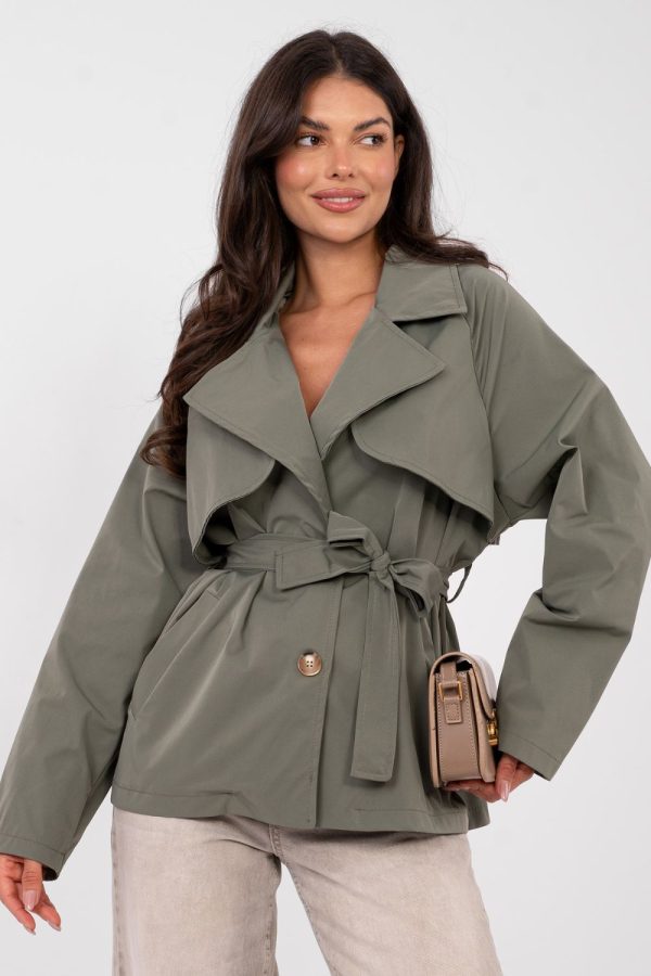 Green Coat in Women`s Coats, Jackets with Polyester