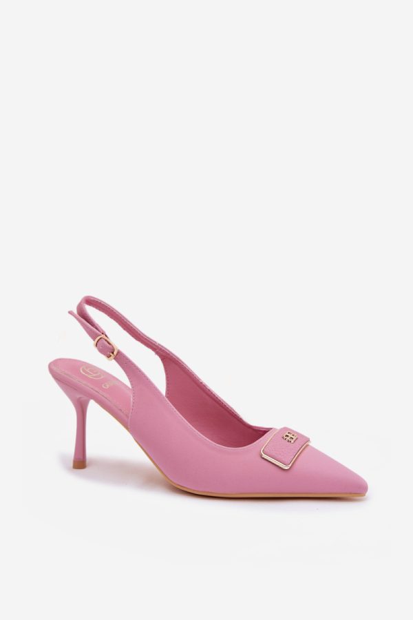 Pink High Heels in High Heels with Fabric, Footbed and Heel Height