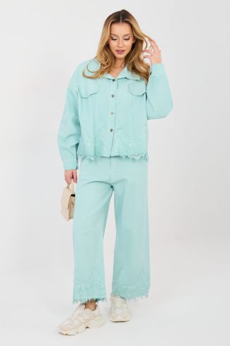 Green Denim Jacket in Women`s Coats, Jackets with Cotton