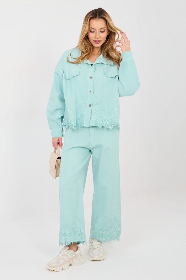 Green Denim Jacket in Women`s Coats, Jackets with Cotton