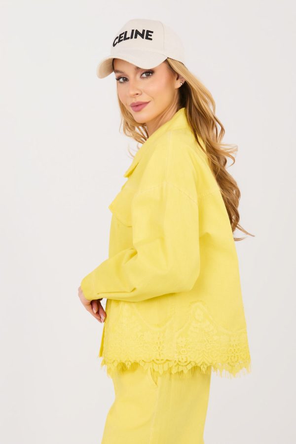 Yellow Denim Jacket in Women`s Coats, Jackets with Cotton