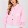 Pink Long Sleeve Shirt in Shirts For Women with Cotton and Spandex