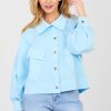 Blue Long Sleeve Shirt in Shirts For Women with Cotton and Spandex