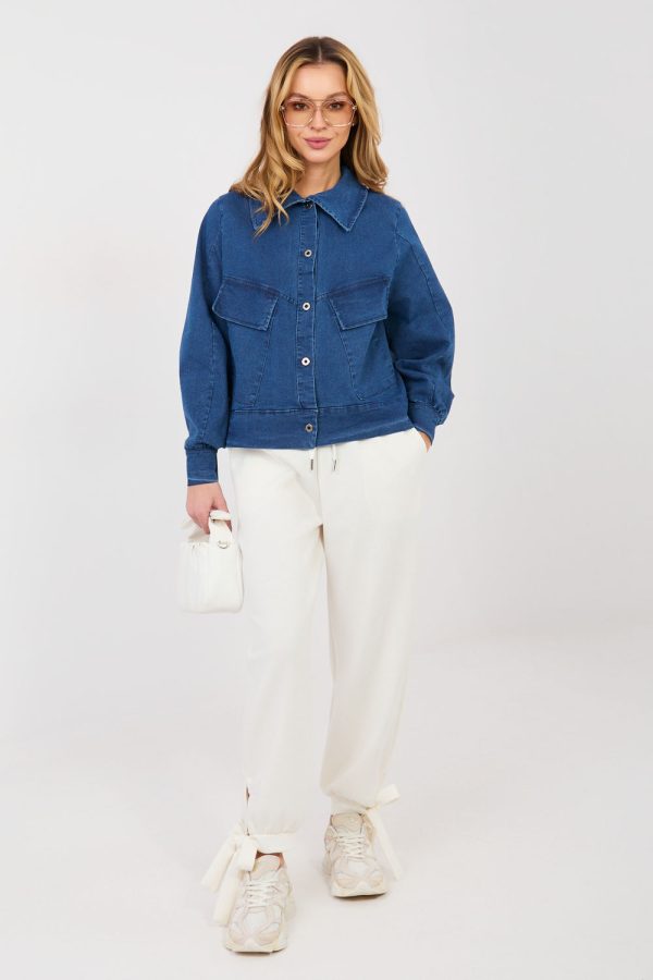 Blue Denim Jacket in Women`s Coats, Jackets with Cotton, Spandex and Polyester