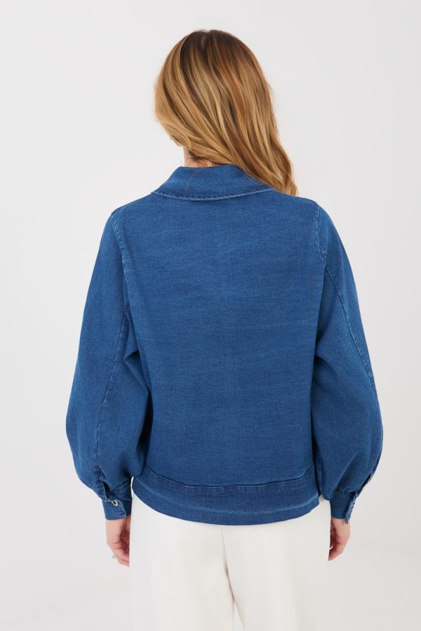 Blue Denim Jacket in Women`s Coats, Jackets with Cotton, Spandex and Polyester