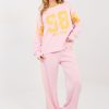 Pink Set in Pants, Trousers, Shorts with Spandex, Polyester and Viscose