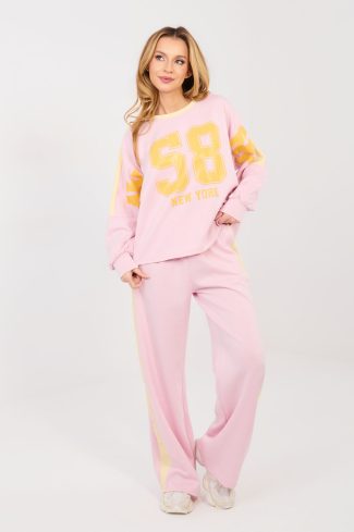 Pink Set in Pants, Trousers, Shorts with Spandex, Polyester and Viscose