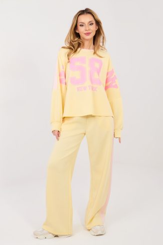 Yellow Set in Pants, Trousers, Shorts with Spandex, Polyester and Viscose