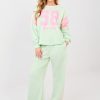 Green Set in Pants, Trousers, Shorts with Spandex, Polyester and Viscose