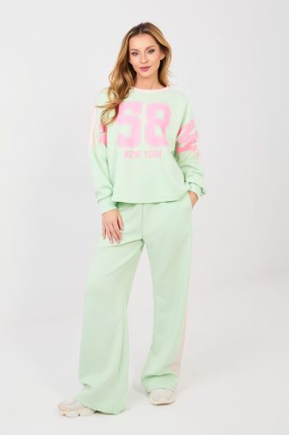 Green Set in Pants, Trousers, Shorts with Spandex, Polyester and Viscose