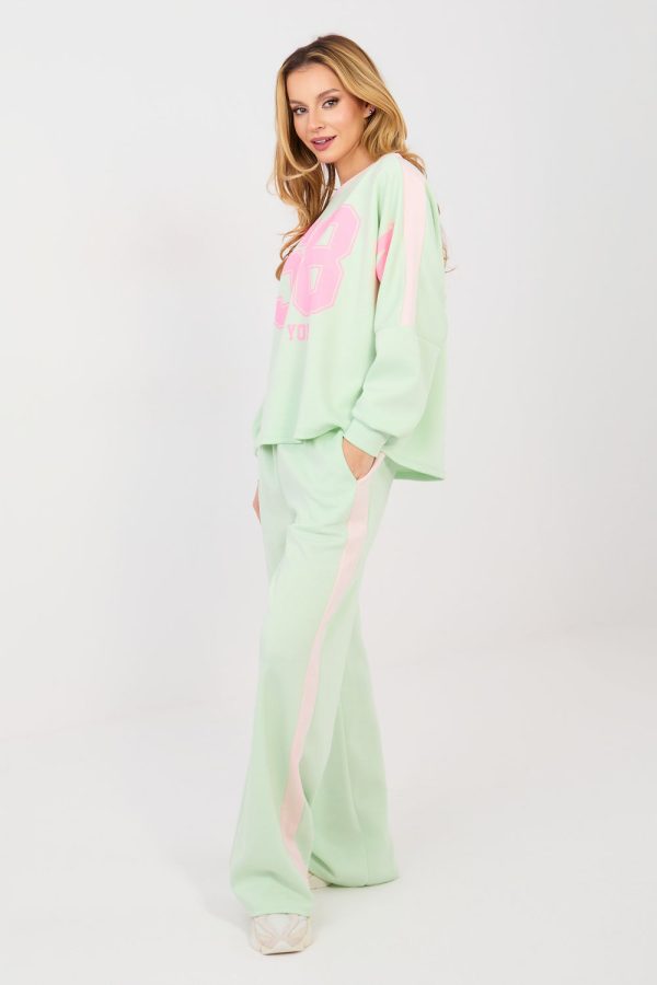 Green Set in Pants, Trousers, Shorts with Spandex, Polyester and Viscose
