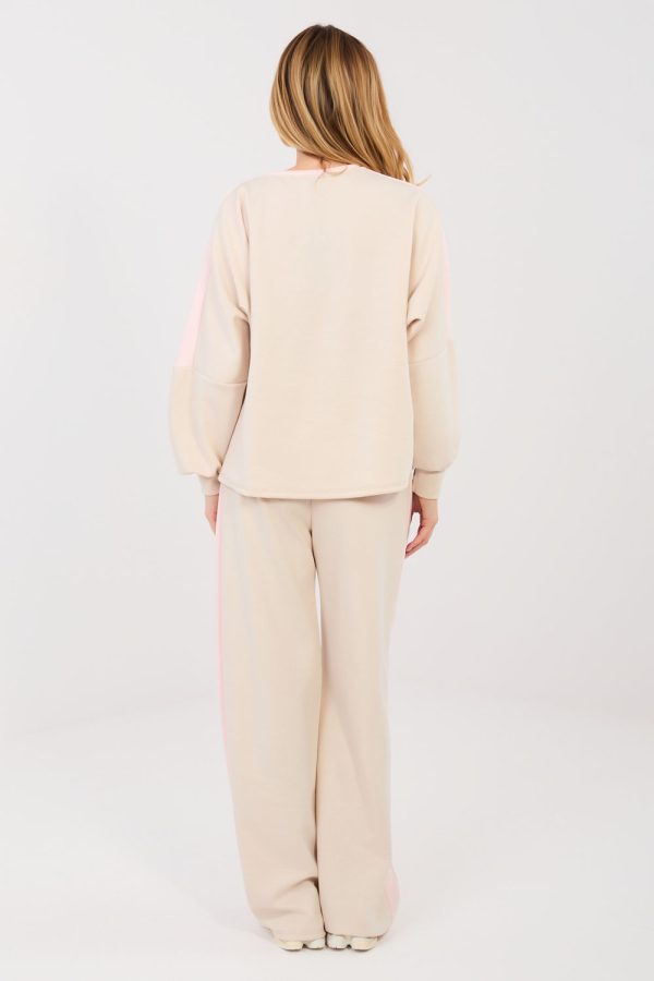 Beige Set in Pants, Trousers, Shorts with Spandex, Polyester and Viscose