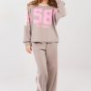 Beige Set in Pants, Trousers, Shorts with Spandex, Polyester and Viscose
