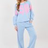 Blue Set in Pants, Trousers, Shorts with Spandex, Polyester and Viscose