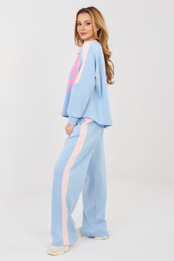 Blue Set in Pants, Trousers, Shorts with Spandex, Polyester and Viscose