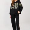 Black Set in Pants, Trousers, Shorts with Spandex, Polyester and Viscose