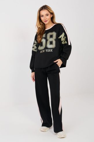 Black Set in Pants, Trousers, Shorts with Spandex, Polyester and Viscose