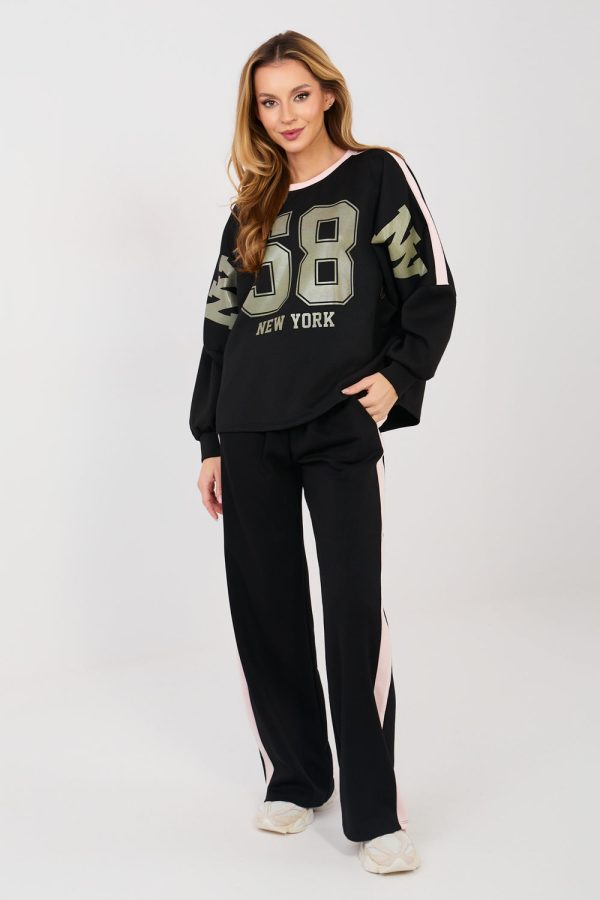 Black Set in Pants, Trousers, Shorts with Spandex, Polyester and Viscose