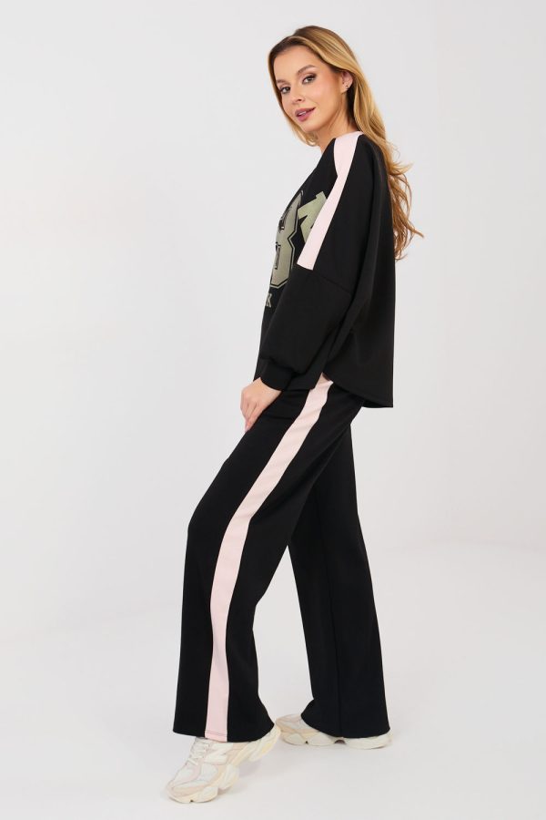 Black Set in Pants, Trousers, Shorts with Spandex, Polyester and Viscose