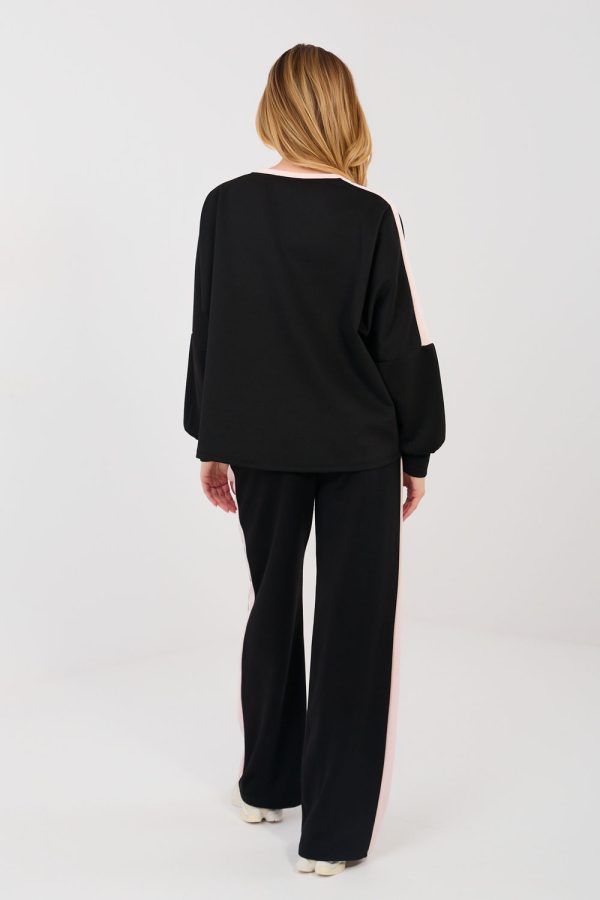 Black Set in Pants, Trousers, Shorts with Spandex, Polyester and Viscose