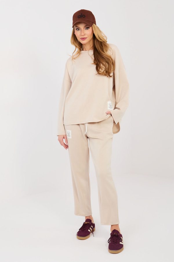 Beige Set in Pants, Trousers, Shorts with Spandex, Polyester and Viscose