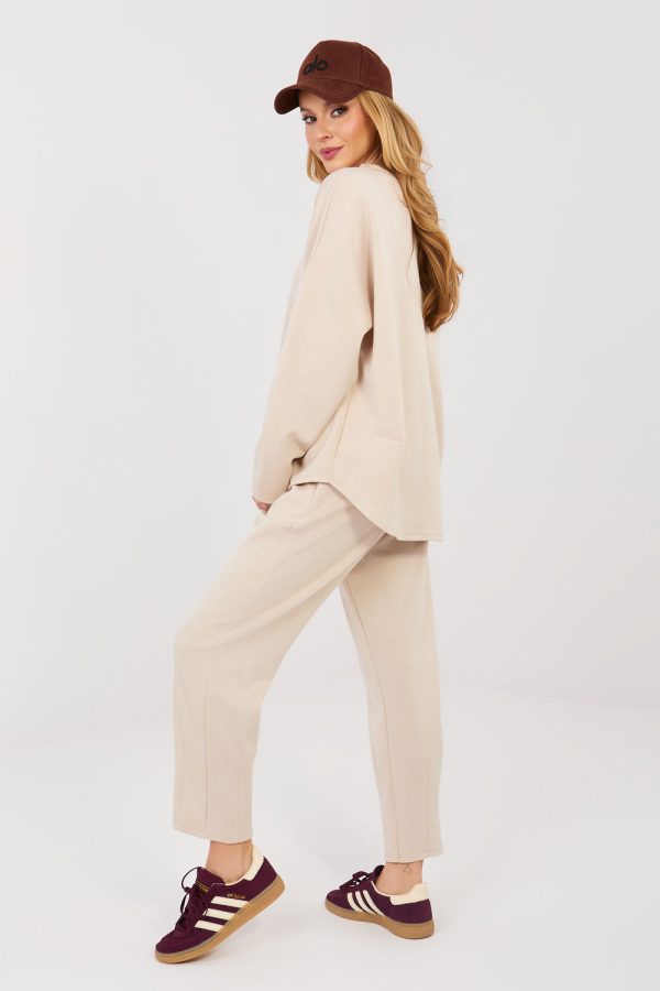 Beige Set in Pants, Trousers, Shorts with Spandex, Polyester and Viscose