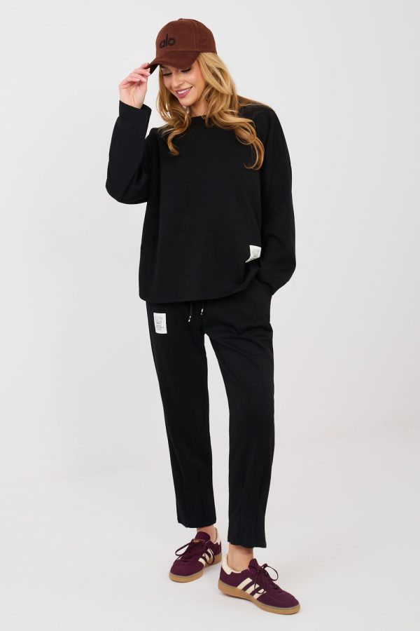 Black Set in Pants, Trousers, Shorts with Spandex, Polyester and Viscose