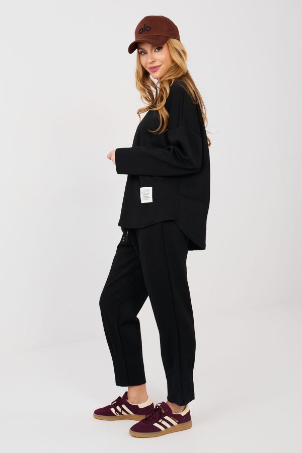 Black Set in Pants, Trousers, Shorts with Spandex, Polyester and Viscose