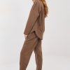 Brown Set in Pants, Trousers, Shorts with Spandex, Polyester and Viscose