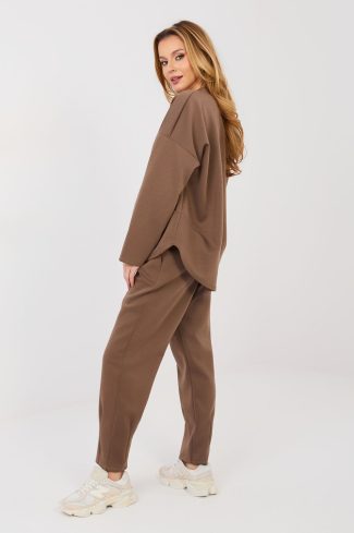 Brown Set in Pants, Trousers, Shorts with Spandex, Polyester and Viscose