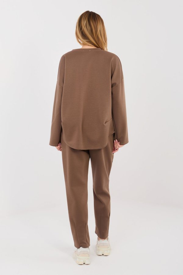Brown Set in Pants, Trousers, Shorts with Spandex, Polyester and Viscose
