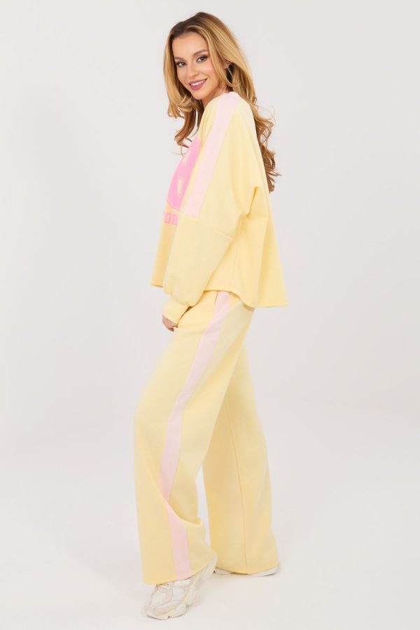 Yellow Set in Pants, Trousers, Shorts with Spandex, Polyester and Viscose