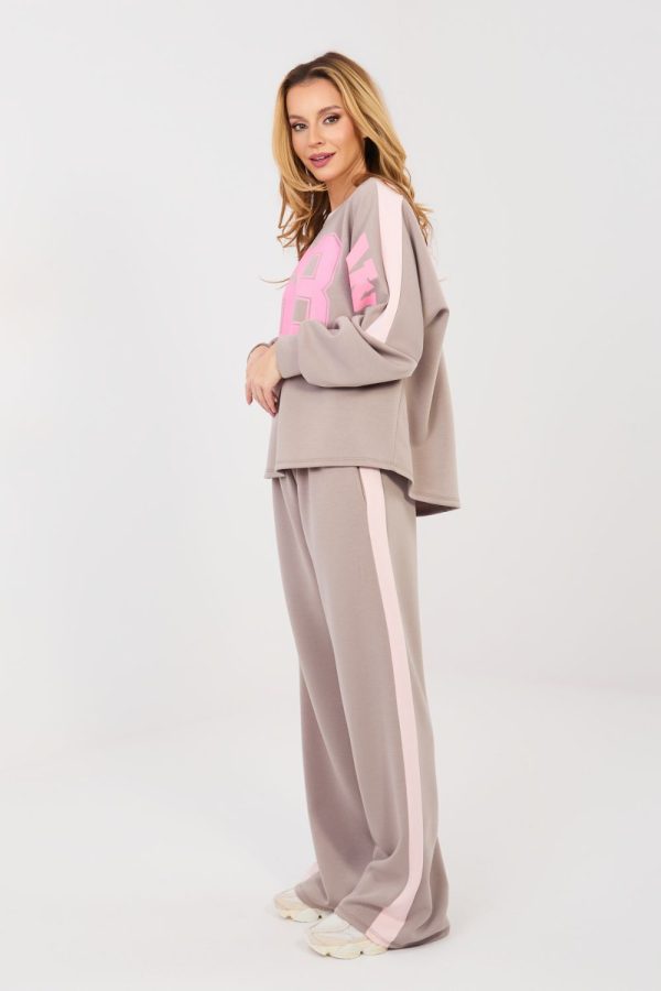 Beige Set in Pants, Trousers, Shorts with Spandex, Polyester and Viscose