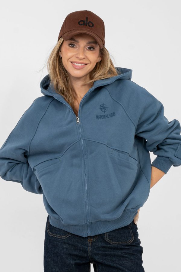 Blue Sweatshirt in Sweatshirts For Women with Cotton and Polyester
