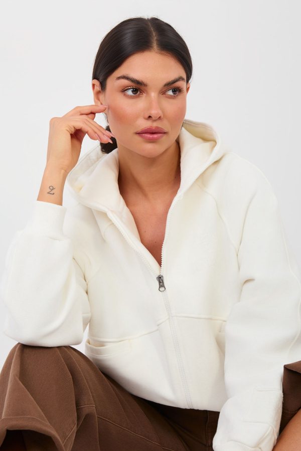 Beige Sweatshirt in Sweatshirts For Women with Cotton and Polyester