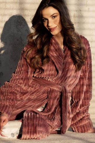 Pink Bathrobe in Dressing Gowns, Bathrobes For Women with Polyester