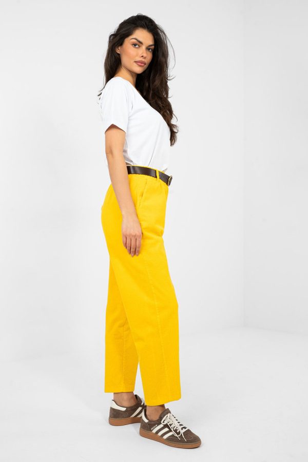 Yellow Corduroy Trousers in Pants, Trousers, Shorts with Cotton and Spandex
