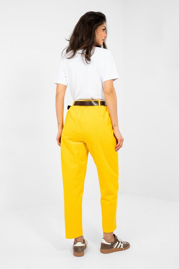 Yellow Corduroy Trousers in Pants, Trousers, Shorts with Cotton and Spandex