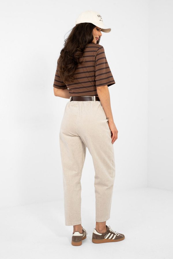 Beige Corduroy Trousers in Pants, Trousers, Shorts with Cotton and Spandex