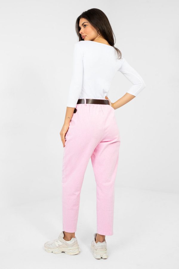 Pink Corduroy Trousers in Pants, Trousers, Shorts with Cotton and Spandex
