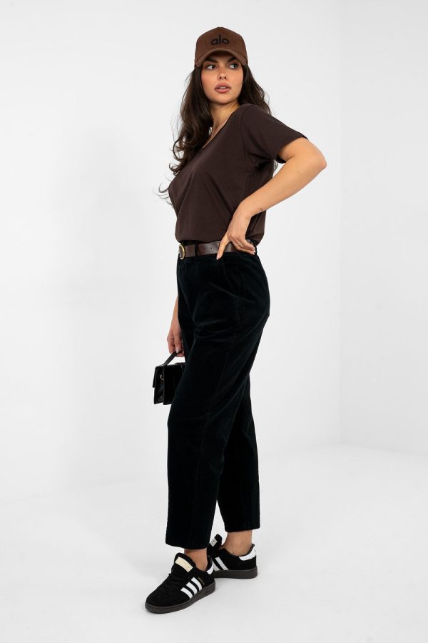 Black Corduroy Trousers in Pants, Trousers, Shorts with Cotton and Spandex