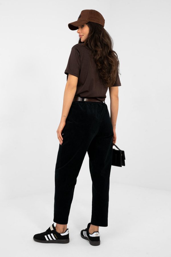 Black Corduroy Trousers in Pants, Trousers, Shorts with Cotton and Spandex