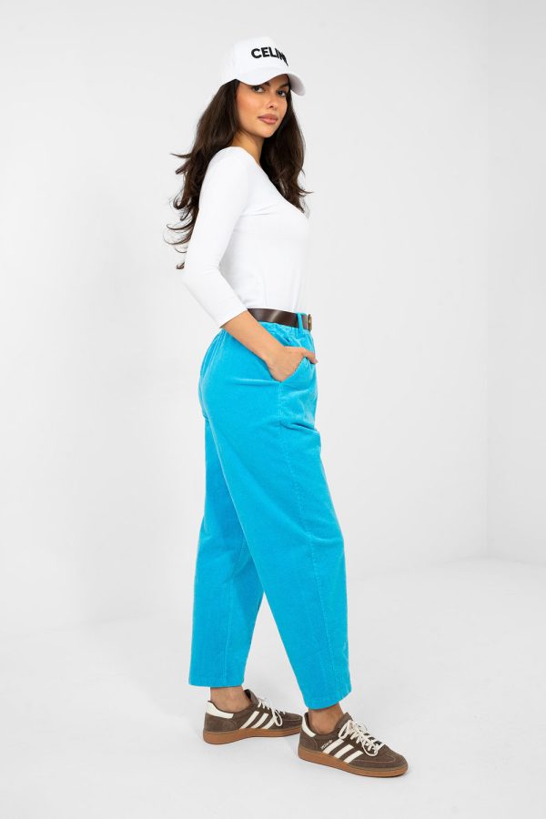 Blue Corduroy Trousers in Pants, Trousers, Shorts with Cotton and Spandex