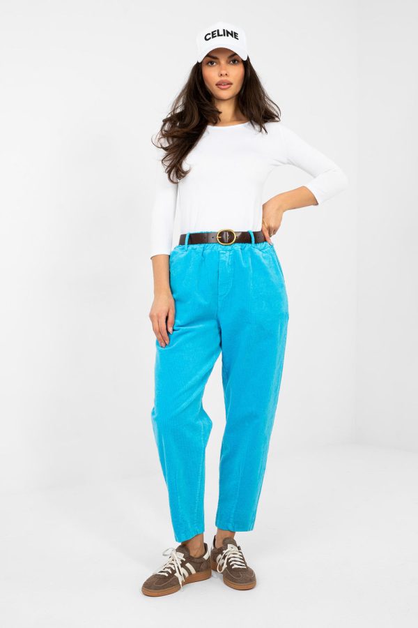 Blue Corduroy Trousers in Pants, Trousers, Shorts with Cotton and Spandex