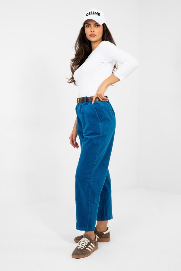 Blue Corduroy Trousers in Pants, Trousers, Shorts with Cotton and Spandex