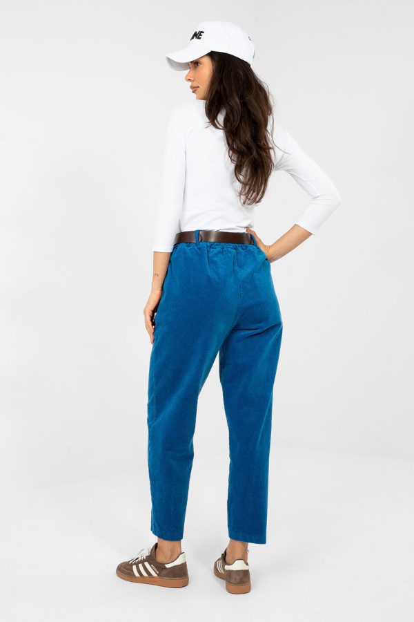 Blue Corduroy Trousers in Pants, Trousers, Shorts with Cotton and Spandex