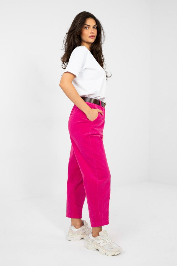 Pink Corduroy Trousers in Pants, Trousers, Shorts with Cotton and Spandex