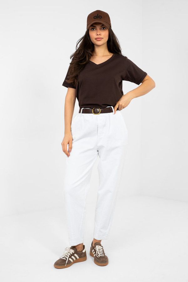 White Corduroy Trousers in Pants, Trousers, Shorts with Cotton and Spandex