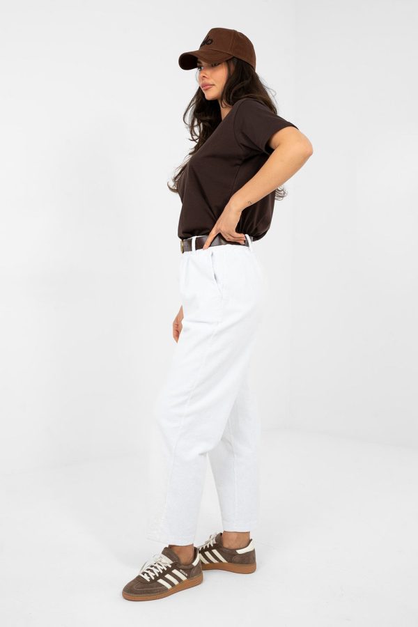 White Corduroy Trousers in Pants, Trousers, Shorts with Cotton and Spandex