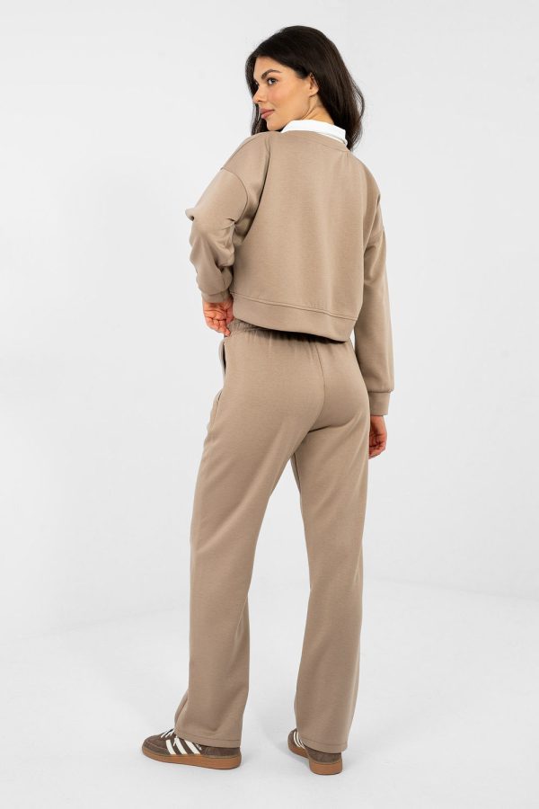 Beige Set in Pants, Trousers, Shorts with Spandex, Polyester and Viscose